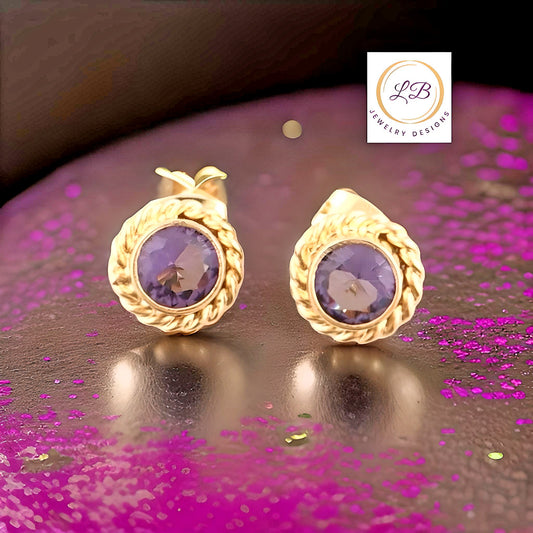 Petite Purple Amethyst Gold Vermeil Studs