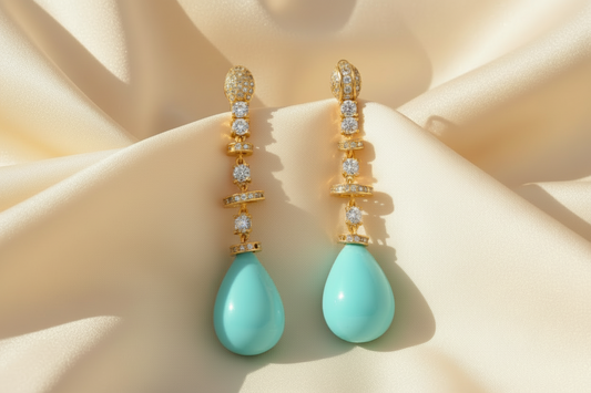 Capri Sleeping Beauty Turquoise Pavé Drop Earrings