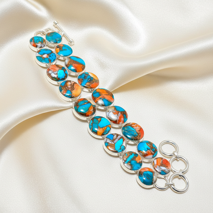 Montecito Spiny Oyster, Copper & Turquoise Statement Bracelet
