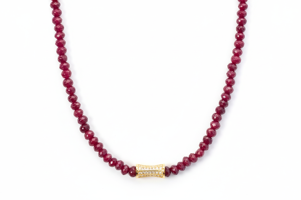 Ruby Spinel Gemstones 18" Necklaces - Three Variants