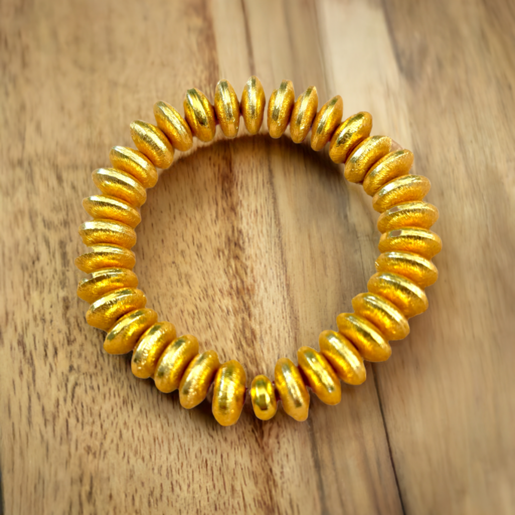 14mm 22k Gold Plated Brushed Gold Vermeil Statement Bracelet