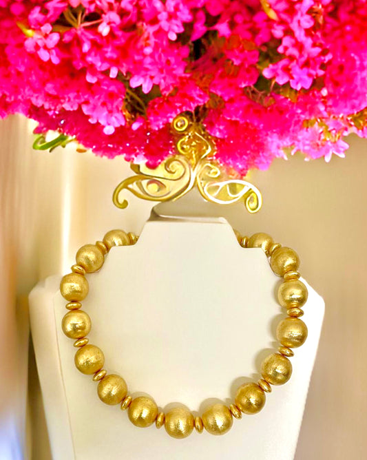 Elegant 24k Brushed Gold Vermeil XL Beaded Statement Necklace