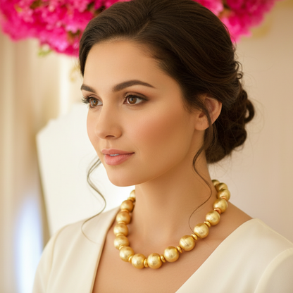 Brushed Gold Vermeil XL Beaded Statement Necklace