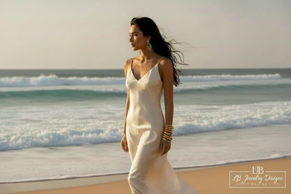 Turquoise and Pearl Gold Vermeil Earrings - 24k Gold Vermeil Statement Earrings