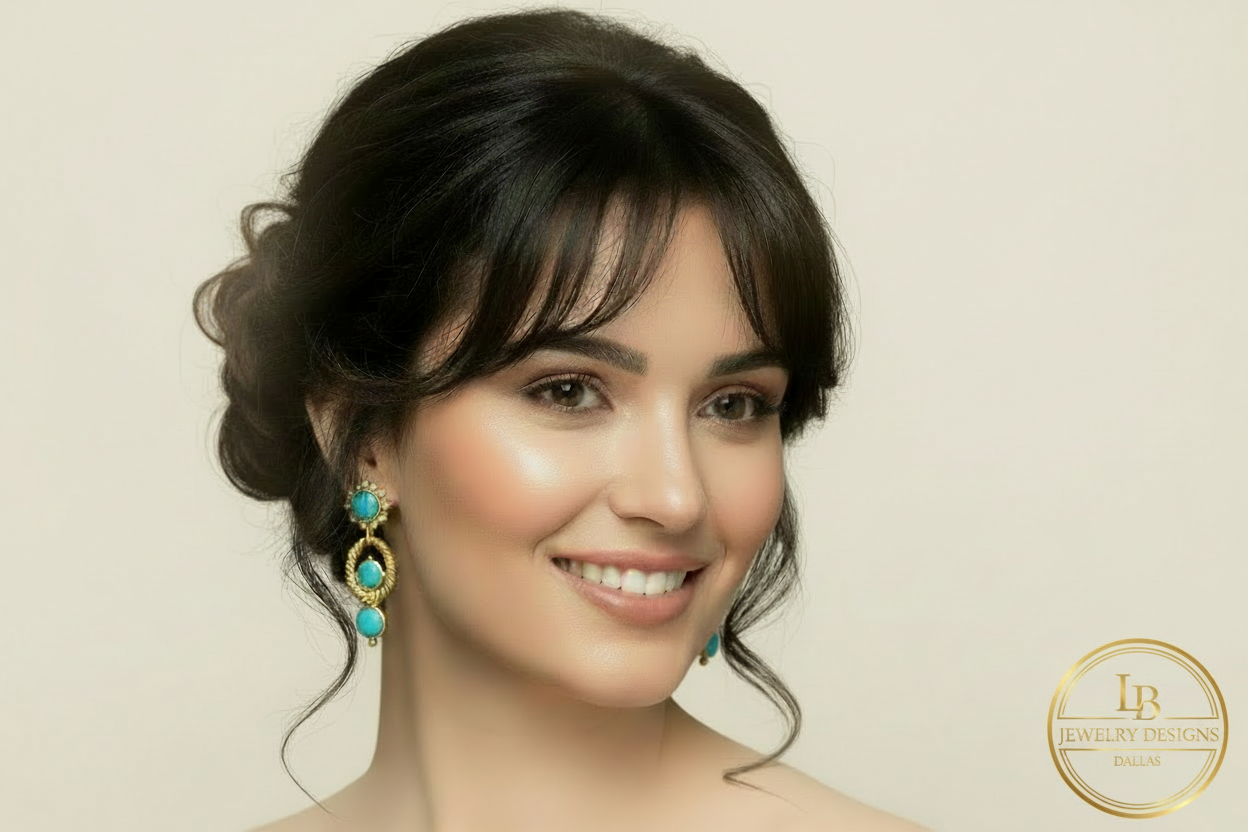 Turquoise and Pearl Gold Vermeil Earrings - 24k Gold Vermeil Statement Earrings