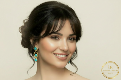 Turquoise and Pearl Gold Vermeil Earrings - 24k Gold Vermeil Statement Earrings