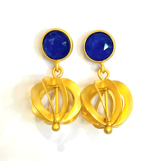 Blue Chalcedony Gold Vermeil Filigree Dangle Earrings
