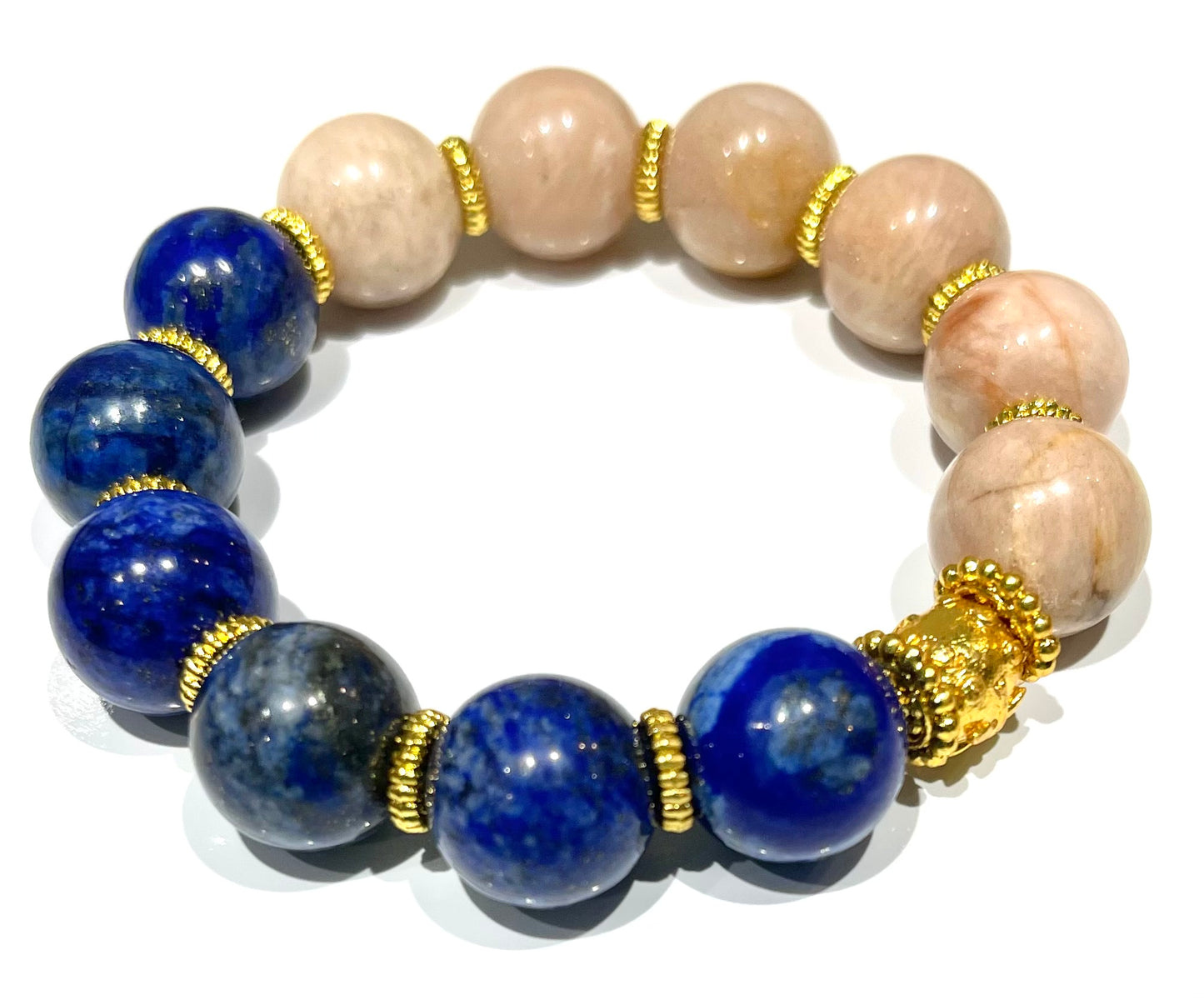Lapis Lazuli and Ivory Jade Statement Bracelet
