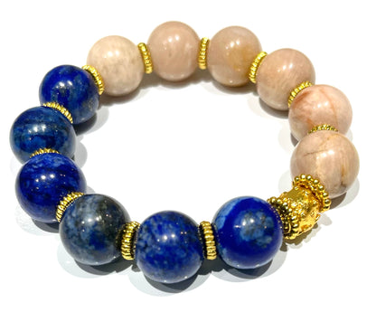 Lapis Lazuli and Ivory Jade Statement Bracelet
