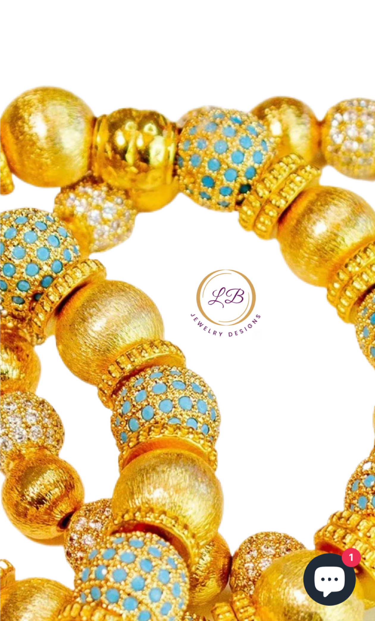 Elegant and Classic 24k Gold Pave Beads and Gold Vermeil Beaded 7" Bracelet