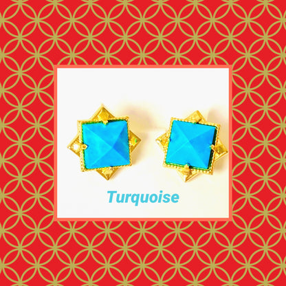 Turquoise Pyramid Stud Earrings
