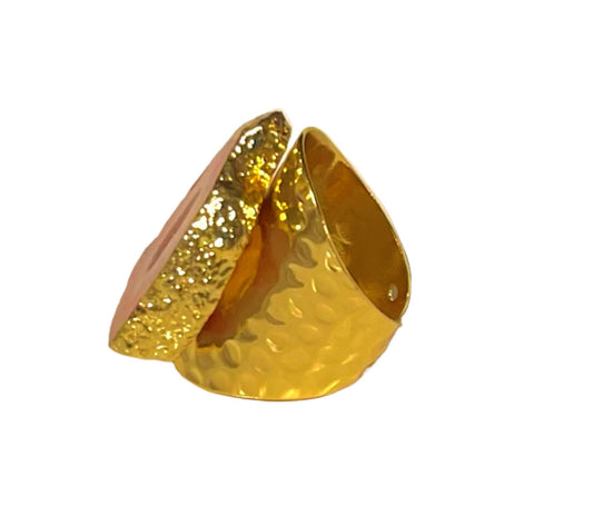 Pink Geode Druzy Adjustable Gold Cigar Ring