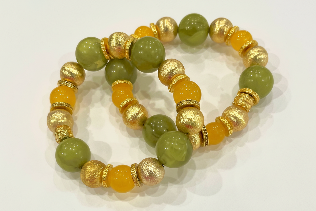 Onyx and Agate Brushed Gold Vermeil Bracelet