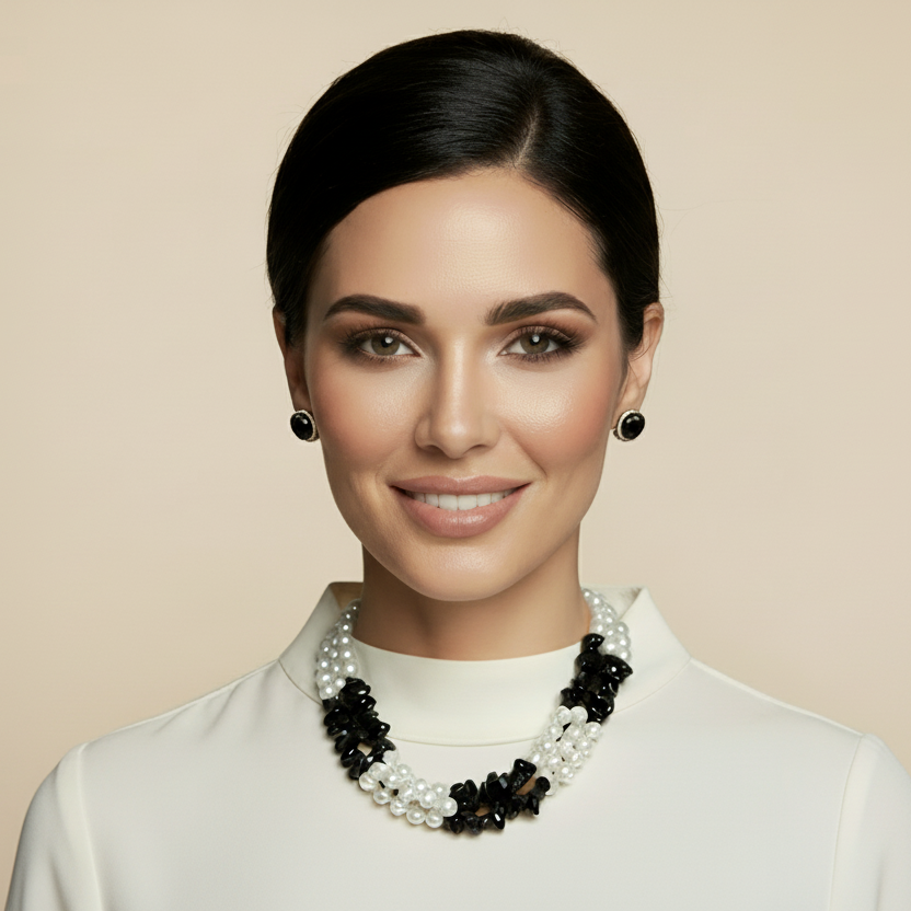 Capri Noir Pearl & Black Onyx Statement Necklace – Luxury Resort Jewelry