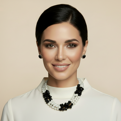 Capri Noir Pearl & Black Onyx Statement Necklace – Luxury Resort Jewelry
