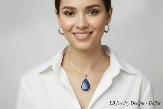 Lapis Lazuli Teardrop Pendant Necklace - Sterling Silver