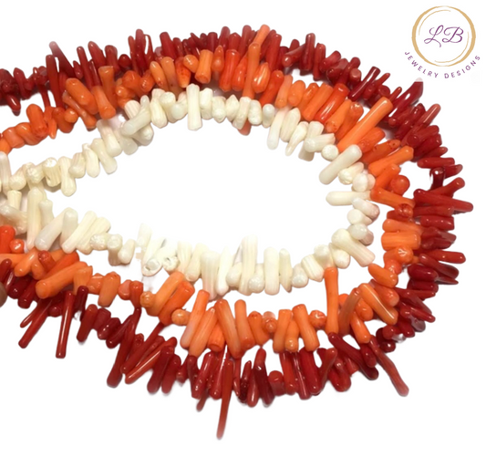 Irregular Sapling-Shaped Cluster, Triple-Strand Coral Statement Necklace