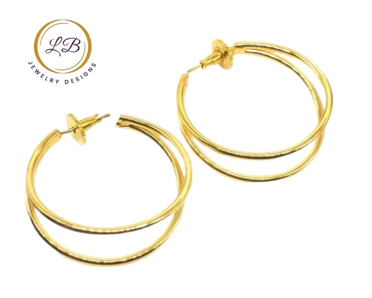 Hollywood Gold-Filled Double Hoops 1.5”