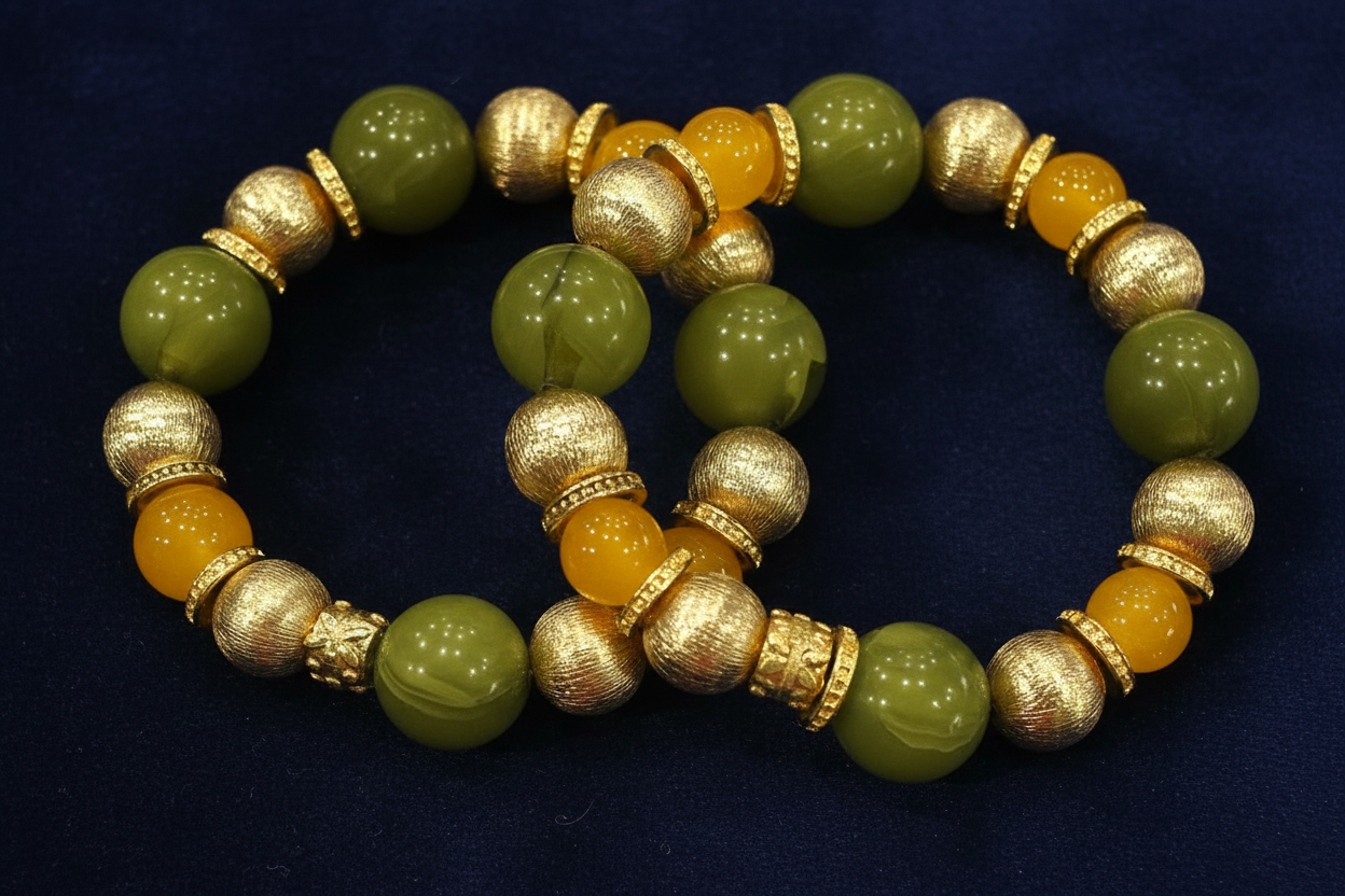 Onyx and Agate Brushed Gold Vermeil Bracelet