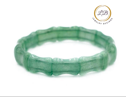 Green Jade Gemstone Bamboo Bangle Bracelet