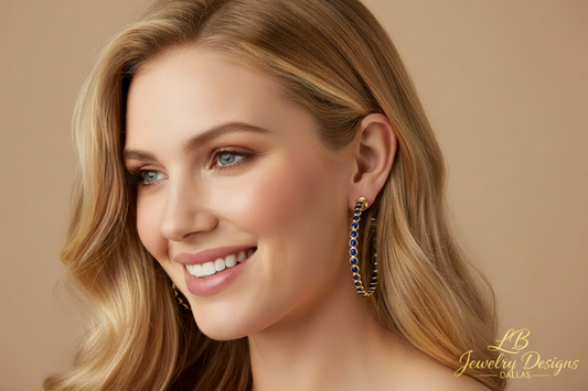 Lapis Lazuli Bezel-Set Statement Hoop Earrings