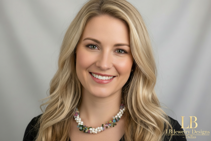 Freshwater Pearl & Tourmaline Triple-Strand Statement Necklace