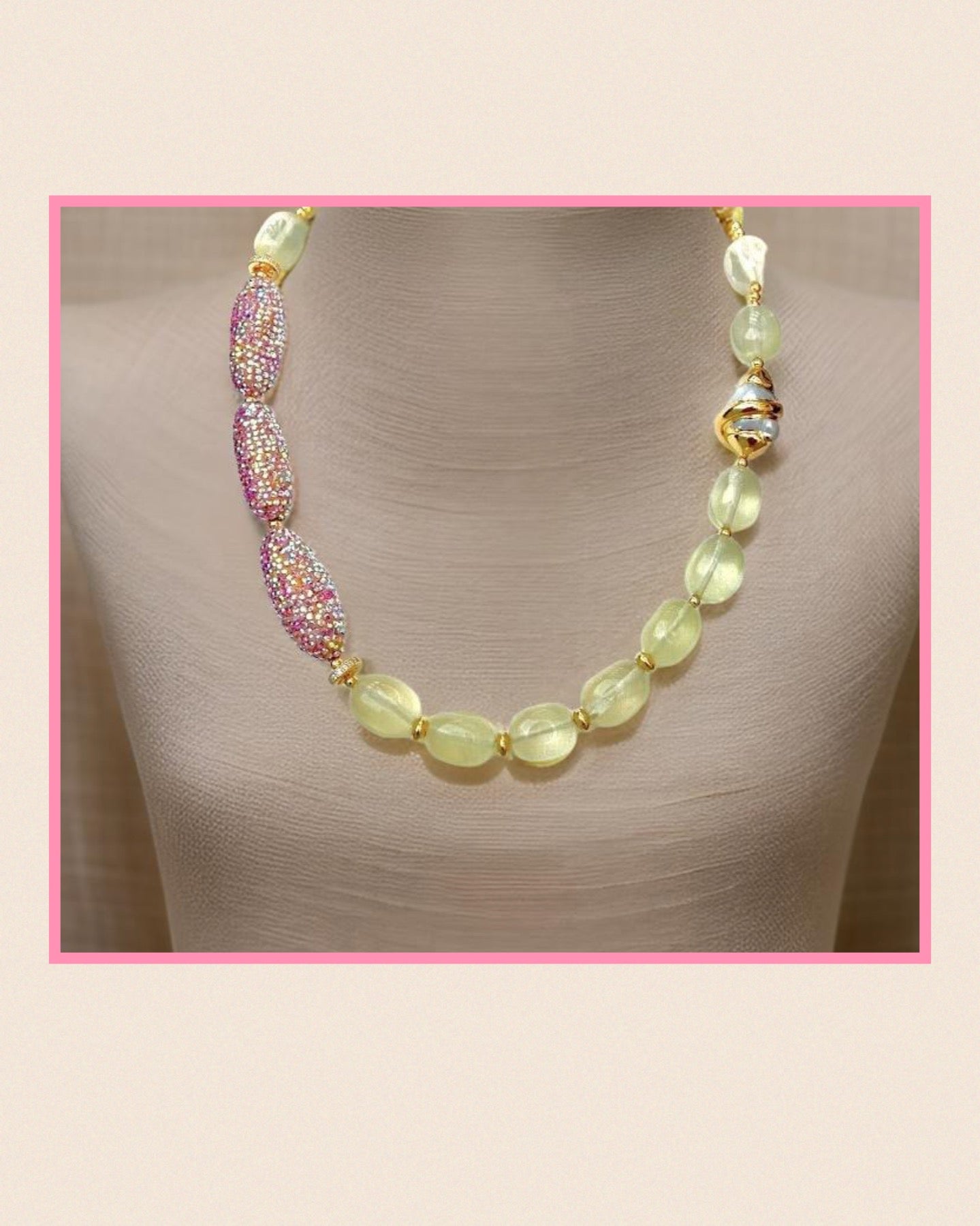 Luminous Natural Lemon Quartz and Keshi Pearl Gold Statement Necklace