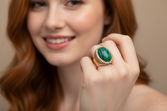 Green & Gold Malachite Cigar Ring