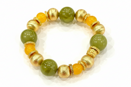 Onyx and Agate Brushed Gold Vermeil Bracelet