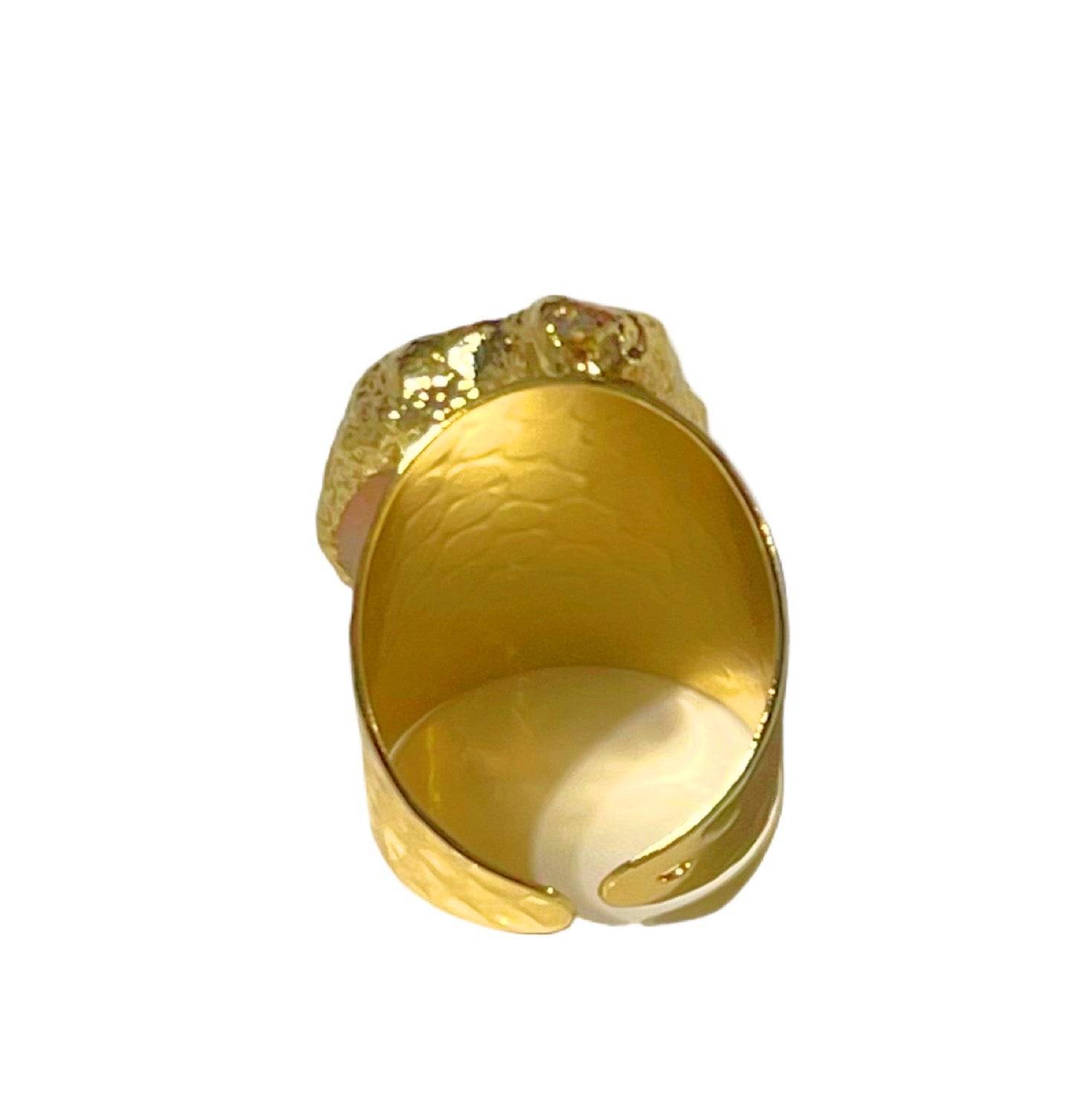 Pink Geode Druzy Adjustable Gold Cigar Ring