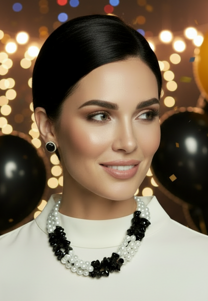 Capri Noir Pearl & Black Onyx Statement Necklace – Luxury Resort Jewelry