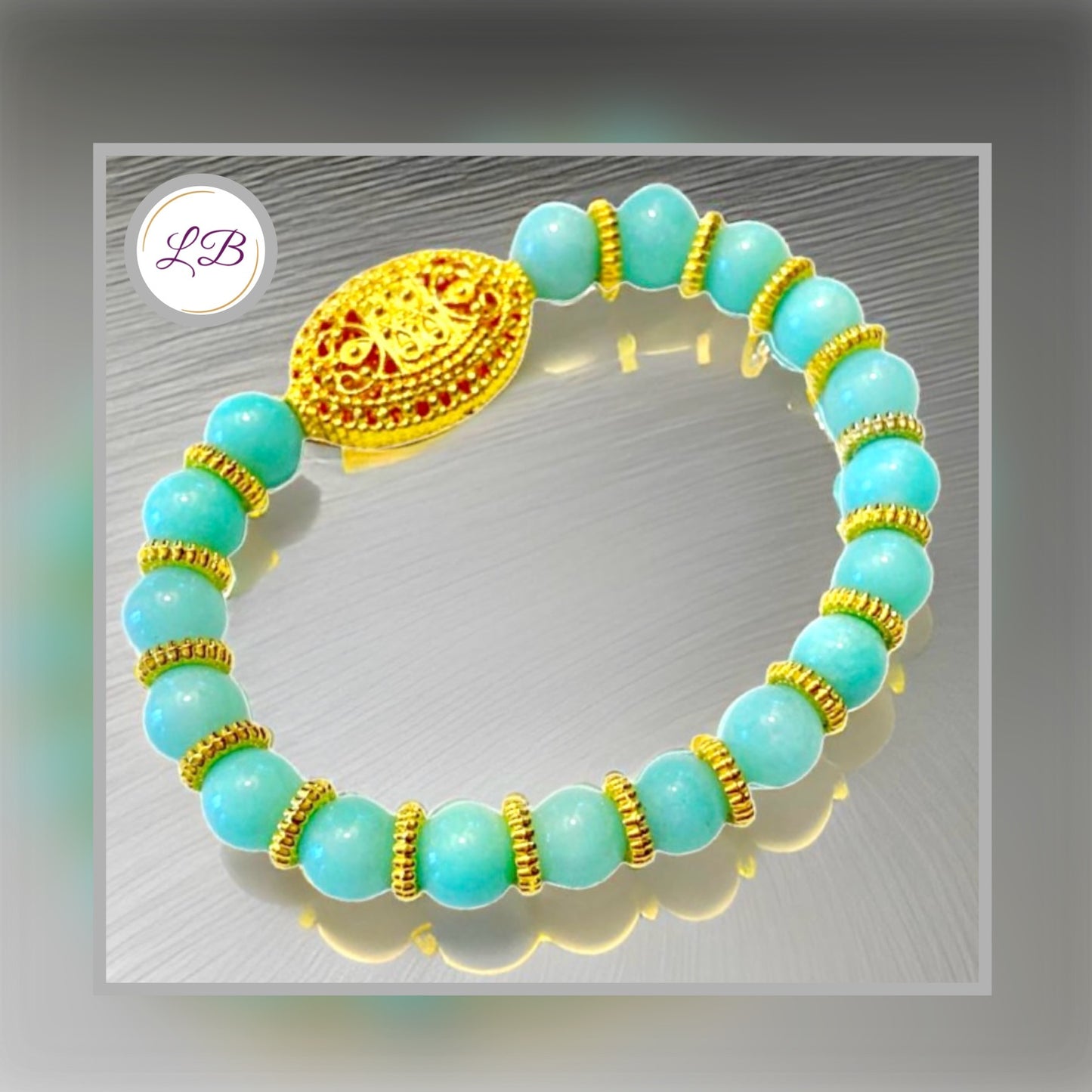 Green “Burma” Jade 18k Gold Filigree Beaded Bracelet