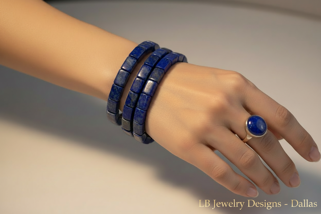 Blue Lapis Lazuli Gemstone Bangle Bracelet