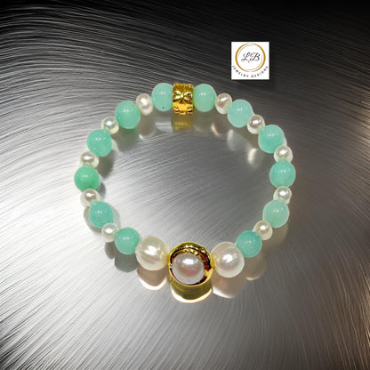 Amazonite Gemstone Silver Bali Beaded Bracelet Stack