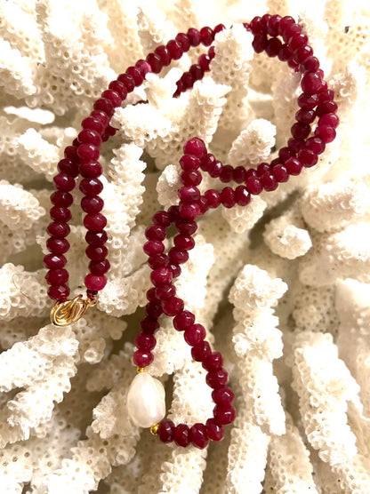 Ruby Spinel Gemstones 18" Necklaces - Three Variants