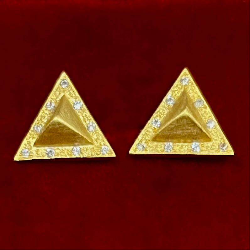 Triangle Pyramid 18k Gold Stud Earrings