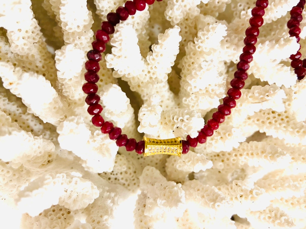 Ruby Spinel Gemstones 18" Necklaces - Three Variants