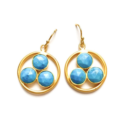 Turquoise and 18K Gold Vermeil Dangle Earrings 1.5