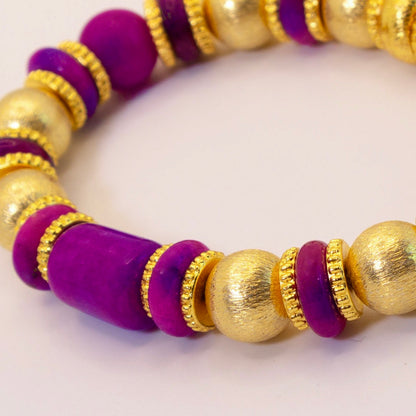 Vibrant Violet Purple Sugilite Gemstones and 18k Brushed Gold Vermeil Bracelet