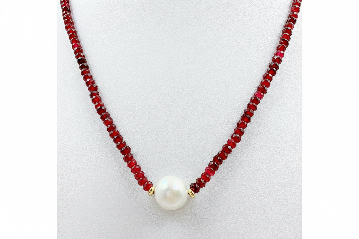 Ruby Spinel Gemstones 18" Necklaces - Three Variants