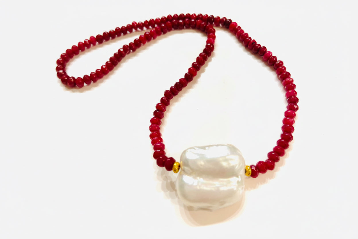 Ruby Spinel Gemstones 18" Necklaces - Three Variants