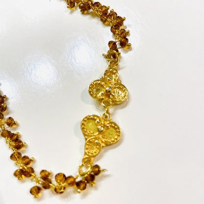 Topaz Gemstone Cluster Chain Pendant Necklace 30"