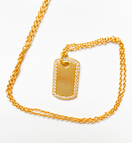 White Topaz Gemstones and 24k Gold Plated Vermeil Pendant Necklace 18
