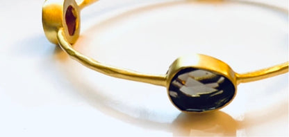 Timeless Gold Vermeil Multi-Gemstone Bangle Bracelet 7.5”