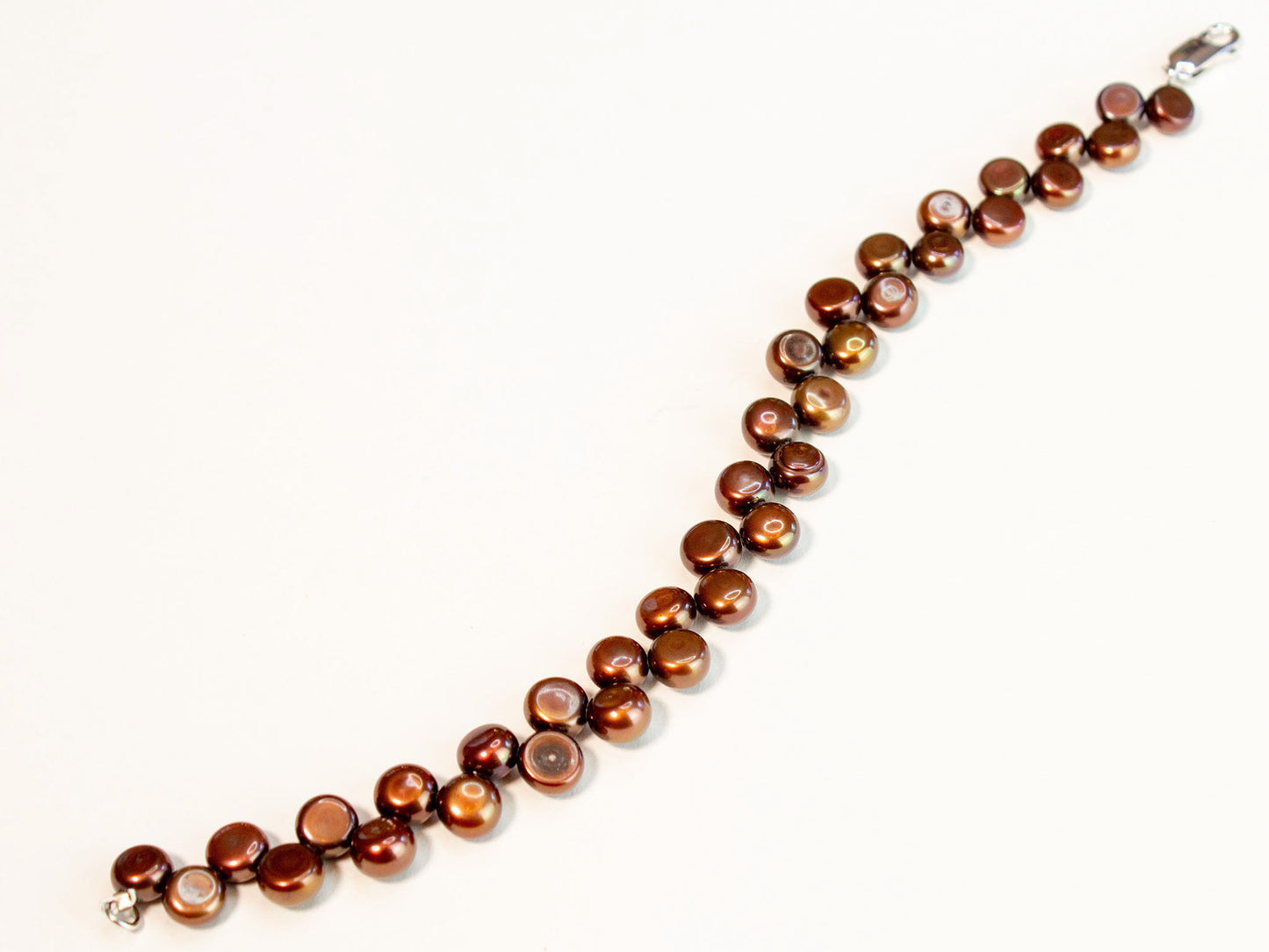Dainty Chocolate Button-Pearl Gemstone Bracelet with Silver Clasp