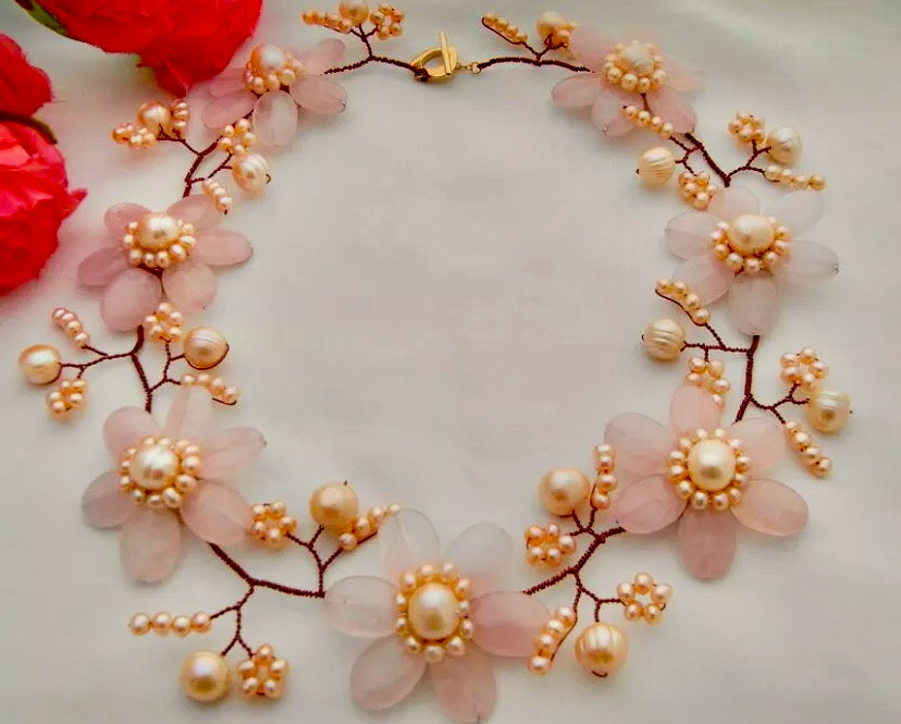 Cute Pink Cherry Blossom Necklace