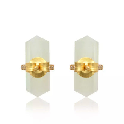 Moonstone Gemstone Pencil-Cut Gemstone Stud Earrings