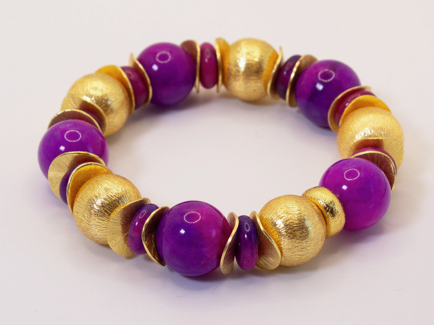 Vibrant Violet Purple Sugilite Gemstones and 18k Brushed Gold Vermeil Bracelet