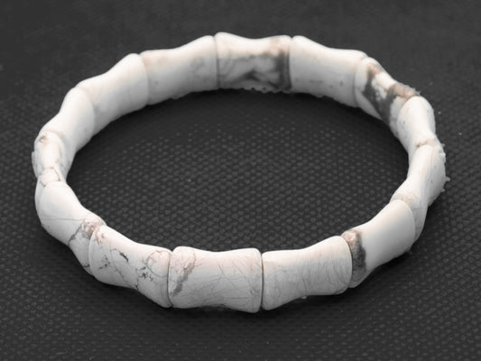 White Howlite Bamboo Style Gemstone Bracelet