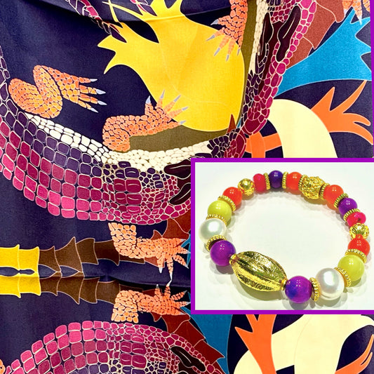 Multi-Colored Gemstones Gold Bali Beaded Bracelet